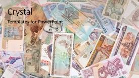  Presentation with international - Audience pleasing presentation consisting of currencies from around the world backdrop and a coral colored foreground