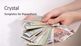  Presentation with world currency - Presentation enhanced with currencies from around the world background and a pink colored foreground