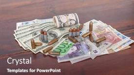  Presentation with elements - Cool new presentation design with currency-and-bullets backdrop and a tawny brown colored foreground