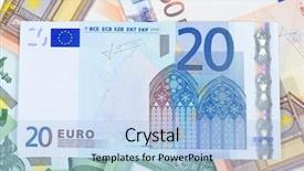  Presentation with familly a new born - Slide set enhanced with currency bills - new euro banknotes background and a light blue colored foreground