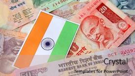  Presentation with indian economy - Presentation having currency concept of growing economy background and a coral colored foreground