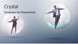  Presentation with nano carbon nanotube structure inside - Amazing PPT theme having currency devaluation - businessman flying inside the bubble backdrop and a lemonade colored foreground