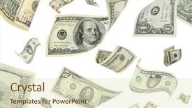  Presentation with flying - Beautiful slides featuring currency devaluation - flying money on white background backdrop and a soft green colored foreground