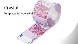  Presentation with paper towel roll - Audience pleasing PPT theme consisting of currency devaluation - roll of euro toilet paper backdrop and a white colored foreground