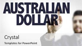  Presentation with australian dollar - Beautiful PPT theme featuring currency exchange market - business man pointing the text backdrop and a white colored foreground