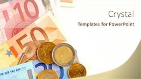  Presentation with european currency - Presentation with currency of european union bills and coins space for copy background and a cream colored foreground