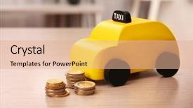  Presentation with wooden toy - PPT theme enhanced with currency reserve - yellow toy taxi cab background and a coral colored foreground