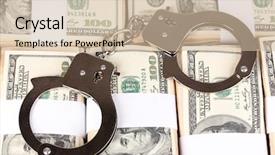  Presentation with packs - Presentation theme consisting of currency trade - handcuffs on the packs background and a  colored foreground