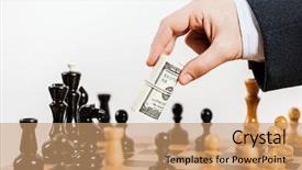 Presentation with unfair - Presentation theme featuring business man hand holding dollar currency unfair playing chess game background and a coral colored foreground