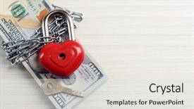  Presentation with chain - Colorful slide deck enhanced with currency with lock and chain backdrop and a white colored foreground