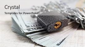 Presentation with chain - PPT theme featuring currency with lock and chain background and a light gray colored foreground