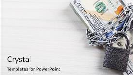  Presentation with dollar lock - Amazing slides having currency with lock and chain backdrop and a white colored foreground