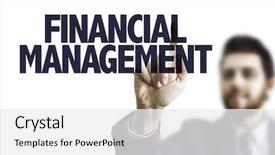  Presentation with financial management - Slides with current account - business man pointing the text background and a white colored foreground