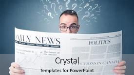  Presentation with daily bread - Cool new presentation theme with current affairs finance - young confused businessman reading daily backdrop and a sky blue colored foreground