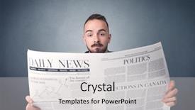  Presentation with current - PPT theme enhanced with current affairs finance - young smart businessman reading daily background and a light gray colored foreground