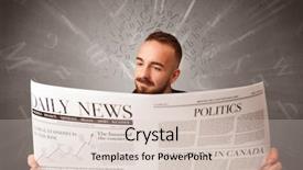  Presentation with smart - Slides featuring current affairs finance - young smart businessman reading daily background and a lemonade colored foreground