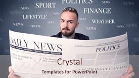  Presentation with reading labels - Theme consisting of current affairs finance - young smart businessman reading daily background and a lemonade colored foreground