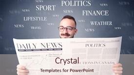  Presentation with smart - Audience pleasing theme consisting of current affairs finance - young smart businessman reading daily backdrop and a sky blue colored foreground