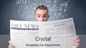  Presentation with business plan - PPT layouts featuring current affairs finance - young smart businessman reading daily background and a light gray colored foreground