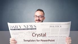  Presentation with smart - Presentation theme consisting of current affairs finance - young smart businessman reading daily background and a sky blue colored foreground