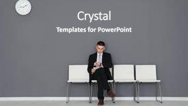  Presentation with job interview - Slide deck enhanced with curriculum vitae - young man waiting for job background and a gray colored foreground