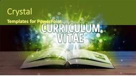  Presentation with curriculum - PPT theme with curriculum-vitae-inscription-coming-out background and a tawny brown colored foreground