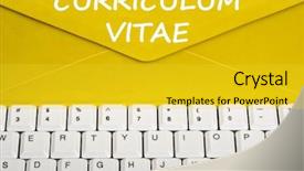  Presentation with curriculum - Amazing slides having curriculum vitae message on envelope backdrop and a yellow colored foreground