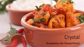  Presentation with chicken curry - Slide deck consisting of curry chicken and rice background and a red colored foreground