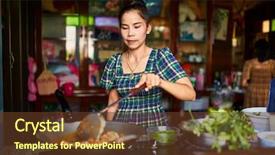  Presentation with thai food kitchen - Slides with curry in rustic home kitchen background and a tawny brown colored foreground
