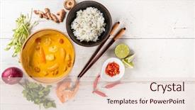  Presentation with thai - Cool new PPT layouts with curry served in bowl free backdrop and a lemonade colored foreground