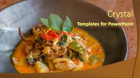  Presentation with curry - Audience pleasing PPT theme consisting of curry-soft-crab backdrop and a tawny brown colored foreground