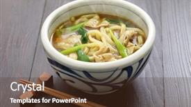  Presentation with curry - Beautiful theme featuring curry udon japanese noodles soup backdrop and a tawny brown colored foreground
