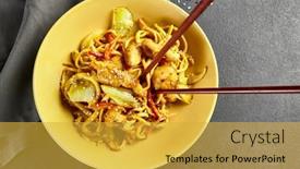  Presentation with asian food - Colorful PPT theme enhanced with curry-udon-noodles-asian-curry backdrop and a yellow colored foreground
