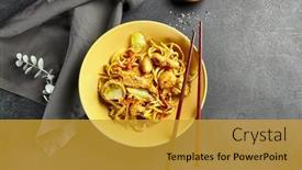  Presentation with chopstick - Presentation theme having curry-udon-noodles-asian-curry background and a gold colored foreground