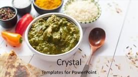  Presentation with indian traditional - Colorful presentation enhanced with curry with mint and coriander backdrop and a soft green colored foreground