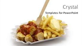  Presentation with street food - Presentation theme featuring currywurst-german-curry-sausage-street background and a white colored foreground