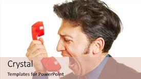  Presentation with angry - PPT theme with curse - angry business man screaming loudly background and a lemonade colored foreground