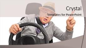  Presentation with angry - Slide set enhanced with curse - angry senior holding a steering background and a lemonade colored foreground
