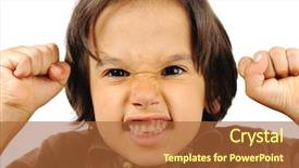  Presentation with angry child - PPT theme featuring curse - angry upset child with long background and a red colored foreground