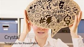  Presentation with business woman standing on maze - Cool new slide deck with curse - business woman in an office backdrop and a lemonade colored foreground