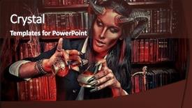  Presentation with devil - Colorful presentation theme enhanced with curse - horned devil in his home backdrop and a tawny brown colored foreground