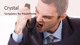  Presentation with yelling - Amazing PPT theme having curse - image of aggressive boss yelling backdrop and a lemonade colored foreground