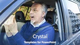 Presentation with driver - Beautiful PPT layouts featuring curse - portrait of an angry driver backdrop and a ocean colored foreground