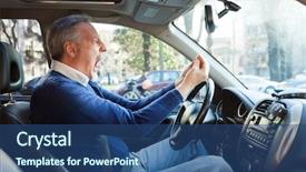  Presentation with yelling - Beautiful PPT theme featuring curse - portrait of an angry driver backdrop and a ocean colored foreground