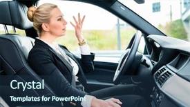  Presentation with woman car driver map - PPT layouts enhanced with curse - woman in car being angry background and a navy blue colored foreground