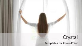  Presentation with rest - Beautiful presentation theme featuring rest peace - young woman looking backdrop and a white colored foreground