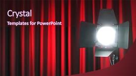  Presentation with projector - Audience pleasing slides consisting of curtains and projector lights wtih backdrop and a  colored foreground