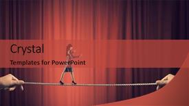  Presentation with blindfolded - Amazing presentation theme having curtains lines - she is walking blindfolded backdrop and a  colored foreground