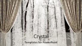  Presentation with winter forest - Slide deck featuring curtains on the background winter background and a light gray colored foreground