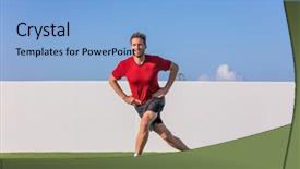  Presentation with exercise kids kid doing fitness - Amazing PPT theme having curtsy lunge exercise fitness man backdrop and a light blue colored foreground